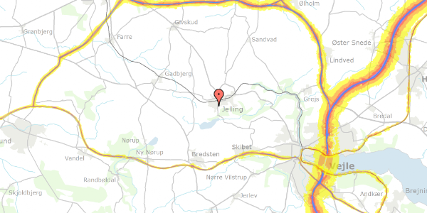 Trafikstøjkort på Hvesager 83, 7300 Jelling