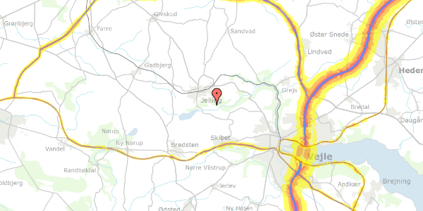 Trafikstøjkort på Jelling Skovvej 4, 7300 Jelling