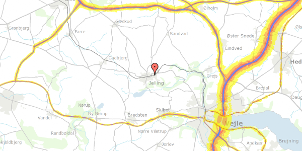 Trafikstøjkort på Jernbanevej 4, 7300 Jelling