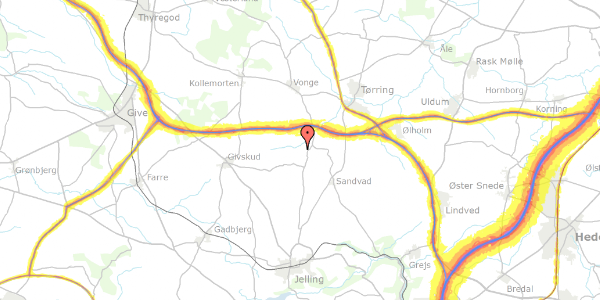 Trafikstøjkort på Mindstrupvej 5, 7300 Jelling