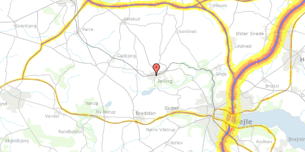 Trafikstøjkort på Ringvejen 47, 7300 Jelling