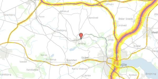 Trafikstøjkort på Skovgade 10, 7300 Jelling