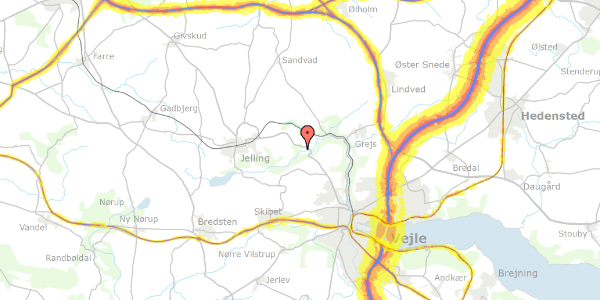 Trafikstøjkort på Vejlevej 90, 7300 Jelling