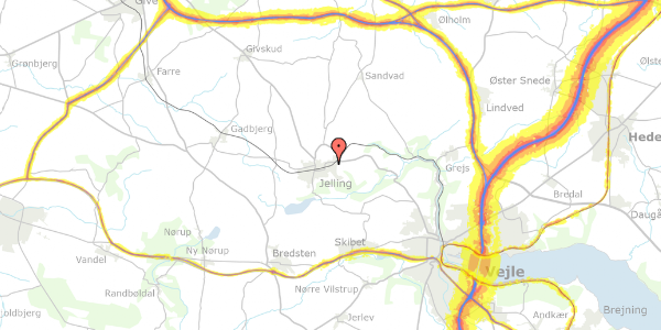 Trafikstøjkort på Østervænget 6, 7300 Jelling