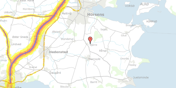 Trafikstøjkort på Bakkealle 2, 8783 Hornsyld