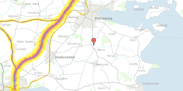 Trafikstøjkort på Bjerrevej 316, 8783 Hornsyld