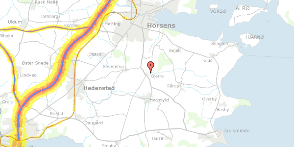 Trafikstøjkort på Dybdalsvej 11, 8783 Hornsyld