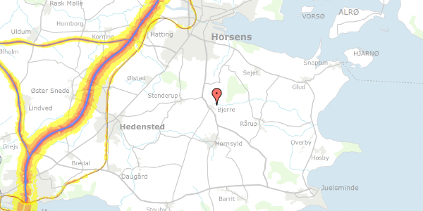 Trafikstøjkort på Dybdalsvej 13, 8783 Hornsyld