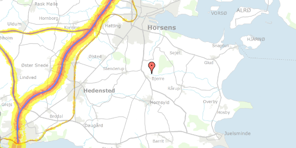 Trafikstøjkort på Dybdalsvej 15, 8783 Hornsyld