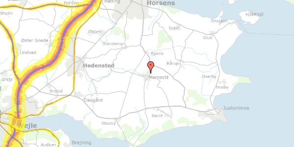 Trafikstøjkort på Hornsyld Industrivej 29, 8783 Hornsyld