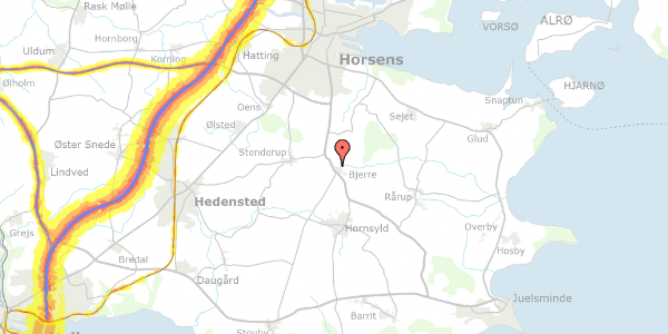 Trafikstøjkort på Højvangen 12, 8783 Hornsyld