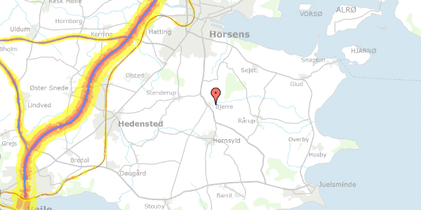 Trafikstøjkort på Neder Bjerrevej 2, 8783 Hornsyld