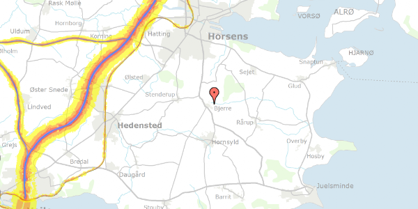 Trafikstøjkort på Søren Nielsens Vej 7, 8783 Hornsyld