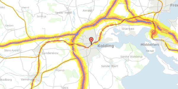 Trafikstøjkort på A.D. Burcharths Vej 23, 3. th, 6000 Kolding