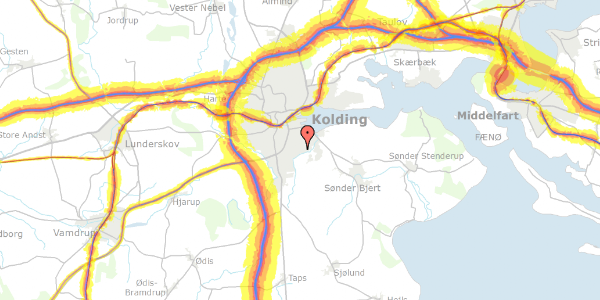 Trafikstøjkort på Aagærdet 23, 6000 Kolding