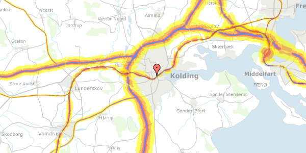 Trafikstøjkort på Adelgade 2, 2. th, 6000 Kolding