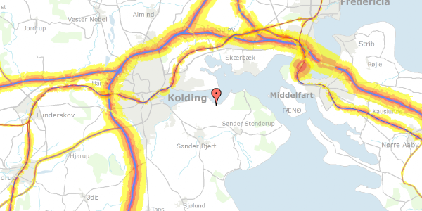 Trafikstøjkort på Agtrup Midtskovvej 56, 6091 Bjert