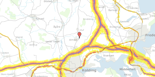 Trafikstøjkort på Almind Østergade 1, 6051 Almind