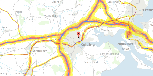 Trafikstøjkort på Almindingen 10, 6000 Kolding