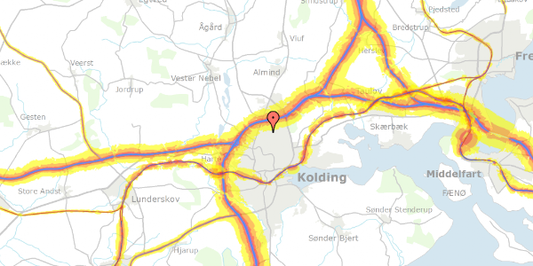 Trafikstøjkort på Bakkegårds Alle 20, 6000 Kolding