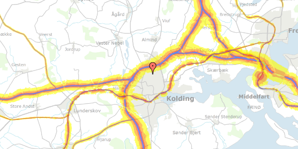 Trafikstøjkort på Bakkegårds Alle 30, 6000 Kolding