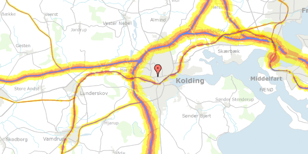 Trafikstøjkort på Bakkevej 1, 2. 207, 6000 Kolding