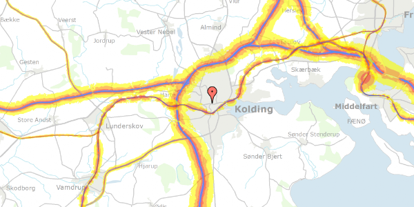 Trafikstøjkort på Bakkevej 19, 1. th, 6000 Kolding