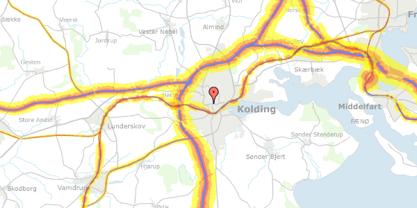 Trafikstøjkort på Bakkevej 20, 6000 Kolding