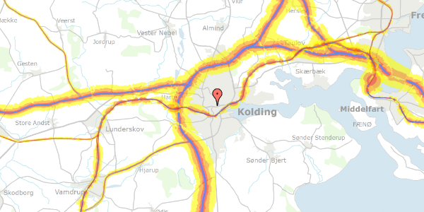 Trafikstøjkort på Bakkevej 23, 6000 Kolding