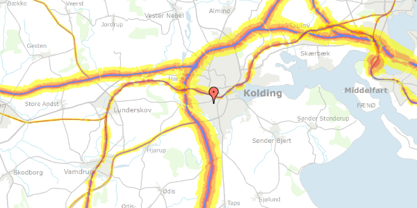 Trafikstøjkort på Beate Becks Vej 34, 6000 Kolding