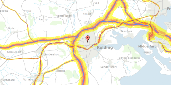 Trafikstøjkort på Bekkasinvej 27, 6000 Kolding