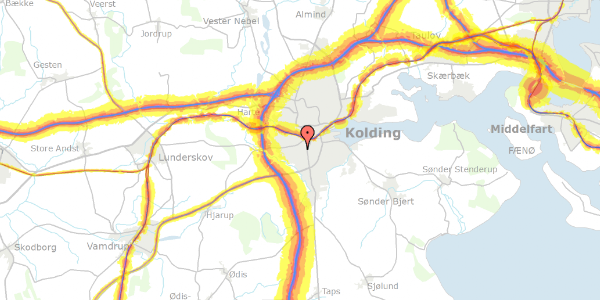 Trafikstøjkort på Bellevuegade 41, 6000 Kolding