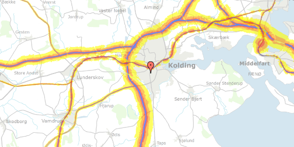 Trafikstøjkort på Bellevuegade 48, 3. th, 6000 Kolding