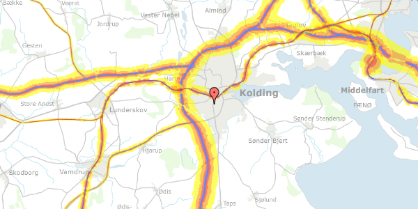 Trafikstøjkort på Bellevuegade 52, 1. th, 6000 Kolding