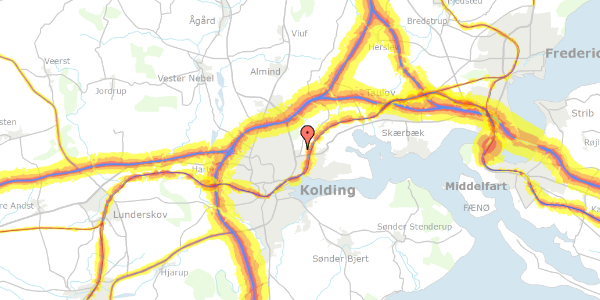 Trafikstøjkort på Birkemosevej 25, 6000 Kolding