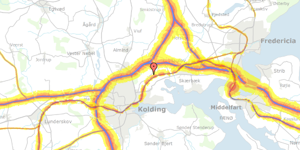 Trafikstøjkort på Birkemosevej 123, 6000 Kolding