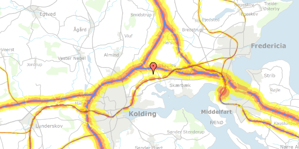 Trafikstøjkort på Birkemosevej 155, 6000 Kolding