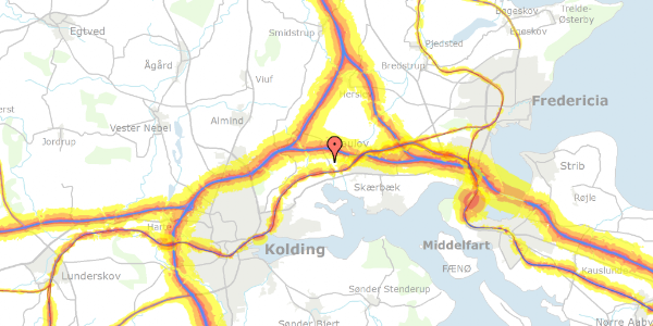 Trafikstøjkort på Birkemosevej 187, 6000 Kolding