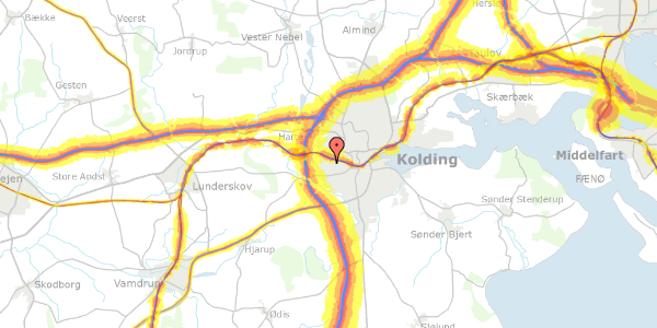 Trafikstøjkort på Bjergbyvej 49, 6000 Kolding