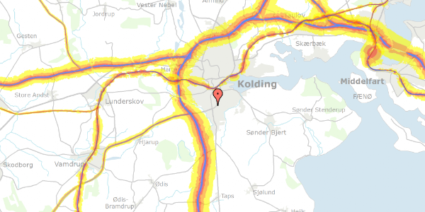 Trafikstøjkort på Bjolderupvej 4, 6000 Kolding