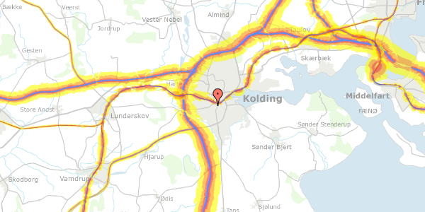 Trafikstøjkort på Bjælderbæk 1, 2. tv, 6000 Kolding