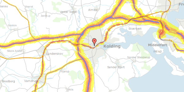 Trafikstøjkort på Blæsbjerggade 23, 6000 Kolding