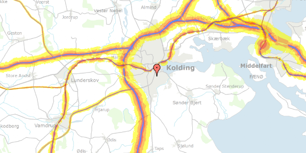 Trafikstøjkort på Borgmestervangen 22, 6000 Kolding