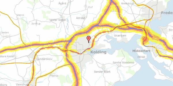 Trafikstøjkort på Bramdrupskovvej 27, 6000 Kolding