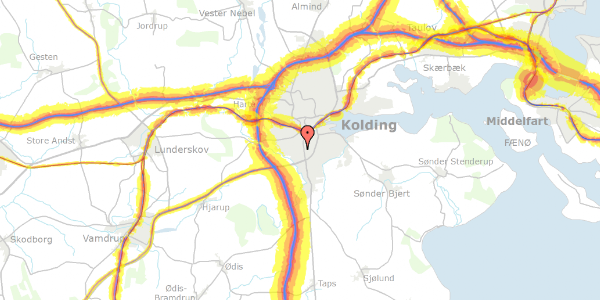 Trafikstøjkort på Brandorffsvej 16, 1. , 6000 Kolding