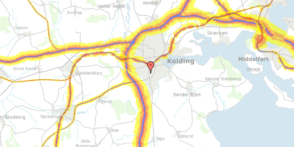 Trafikstøjkort på Brandorffsvej 17, 6000 Kolding