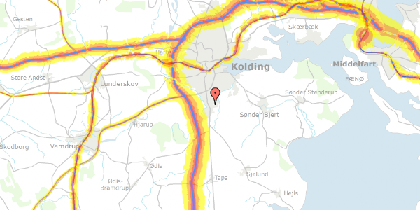 Trafikstøjkort på Brombærvænget 13, 6000 Kolding