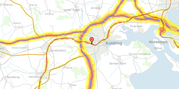 Trafikstøjkort på Brorsonsvej 17, 6000 Kolding