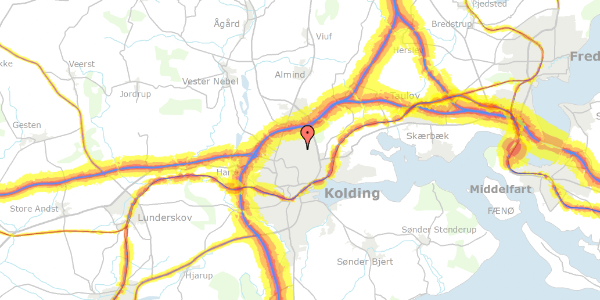 Trafikstøjkort på Brynet 11, 6000 Kolding