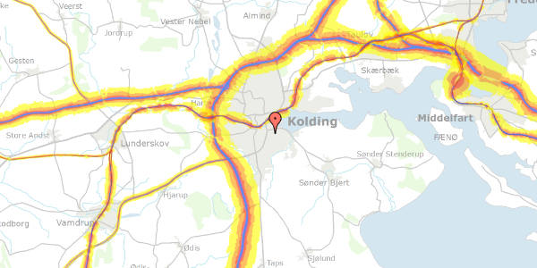 Trafikstøjkort på Brændkjærgade 5, 6000 Kolding